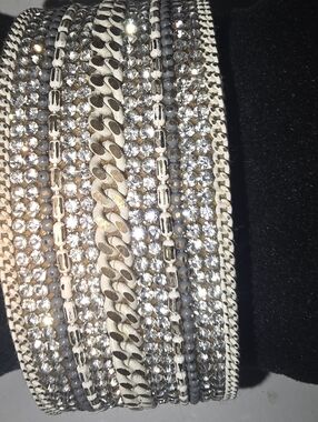 Luxury Multi-Layer Crystal Bracelet – Silver Tone | High Shine Statement Piece